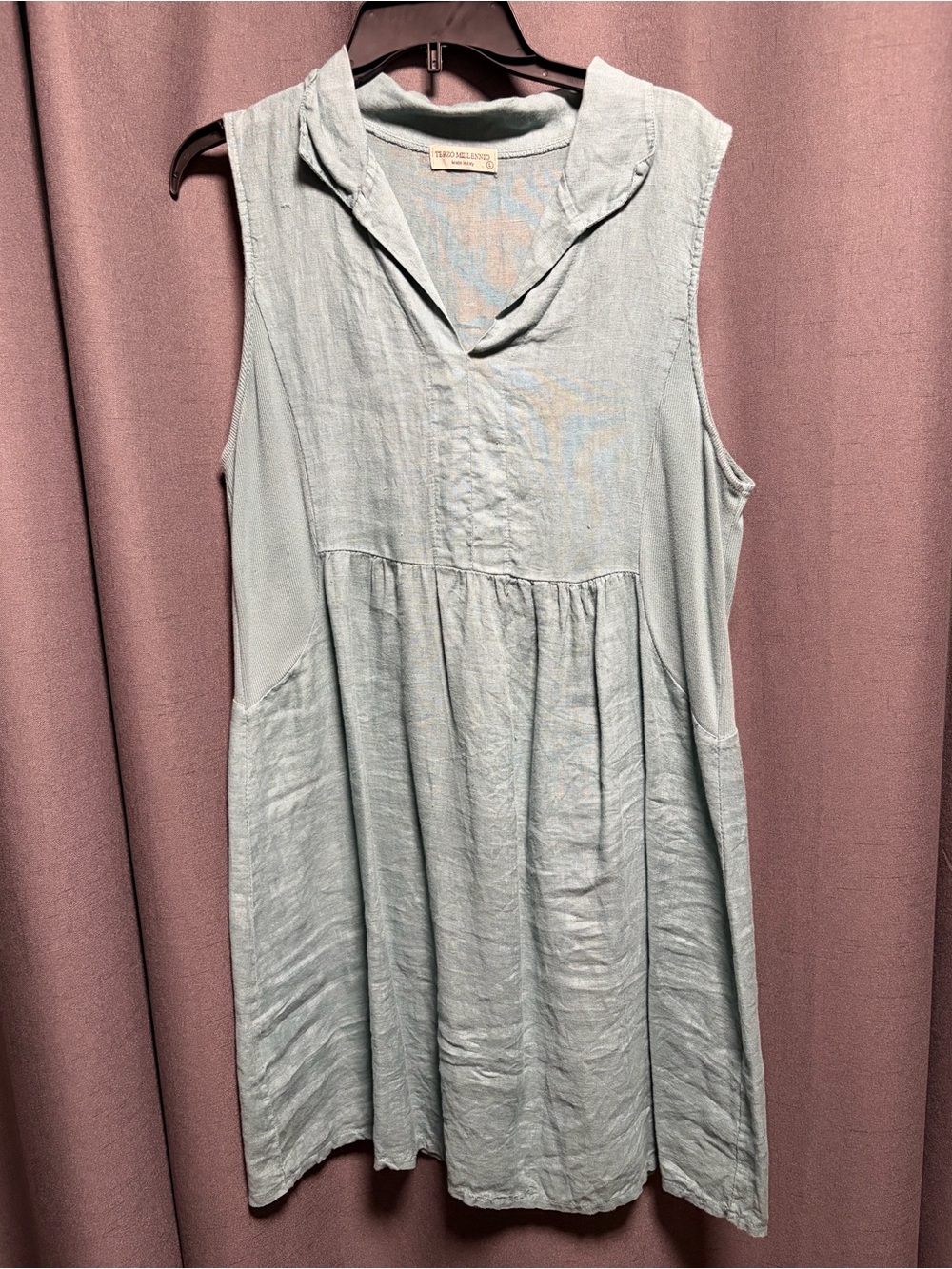 Terzo Millennio teal linen dress